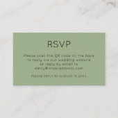 Minimale QR-code Sage Green Wedding RSVP Informatiekaartje (Voorkant)