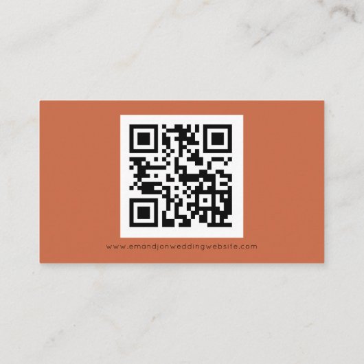 Minimale QR-code Terracotta Wedding RSVP Informatiekaartje (Achterkant)