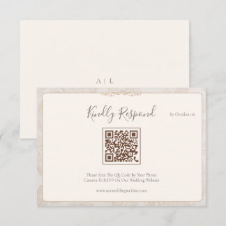 Minimale QR-code trouw-RSVD-kaart - Elegant ivoor RSVP Kaartje