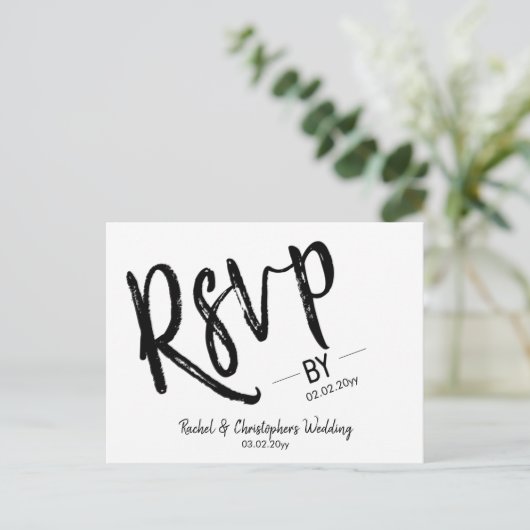 Minimale QR Code Wedding Event RSVP van script Briefkaart (Staand voorkant)