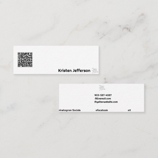 Minimale QR-code Witte Eenvoudige Ster Mini Visitekaartje (Voorkant / Achterkant)
