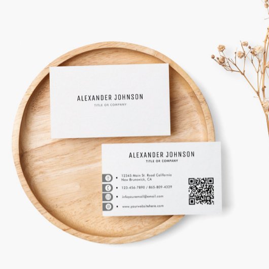Minimale QR-code zwart en wit Visitekaartje