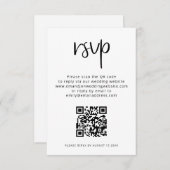 Minimale QR-code zwart withuwelijk RSVP Informatiekaartje (Voorkant / Achterkant)