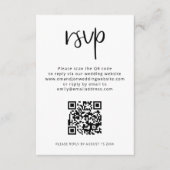 Minimale QR-code zwart withuwelijk RSVP Informatiekaartje (Voorkant)