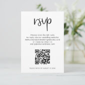 Minimale QR-code zwart withuwelijk RSVP Informatiekaartje (Staand voorkant)