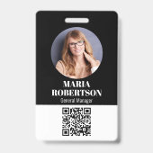 Minimale QR-fotocode voor de naam van werknemer Badge (Front)