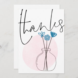 Minimale Quirky Flowers Vase Script-Bedankt Bedankkaart