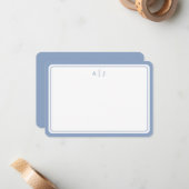 Minimale rand van een blauwmonogram voor pasta notitiekaartje (Voorkant / Achterkant in situ)