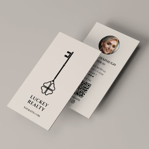 Minimale Realtor Key Hypotheek Makelaar Foto Zand Visitekaartje