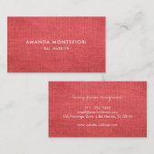 Minimale Red Linen Texture Modern Professional Visitekaartje (Voorkant / Achterkant)