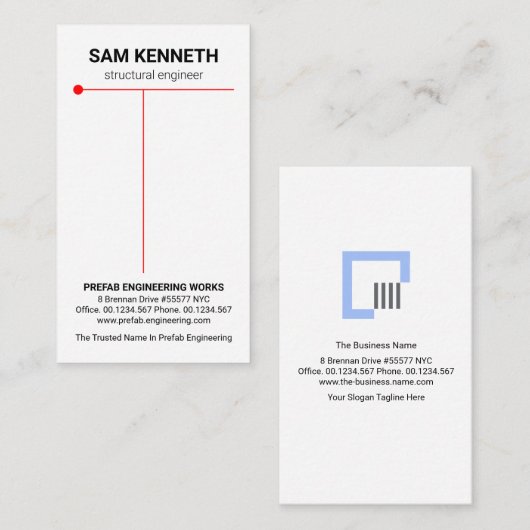 Minimale Red Lines Dot Structural Engineering Visitekaartje (Voorkant / Achterkant)