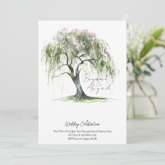 Minimale Regency Era Zachte Wilg Boom Kaart (Staand voorkant)