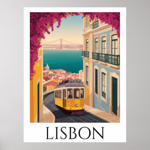 Minimale reisart Lisbon Portugal Vintage Poster