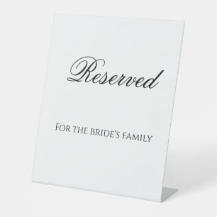 Minimale reserve voor de familie van de bruid reclamebord met voetstuk
