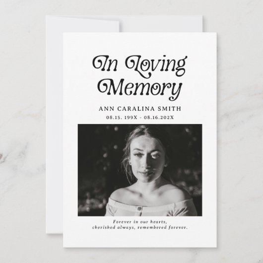 Minimale retro begrafenis in liefdevolle herinneri kaart (Voorkant)