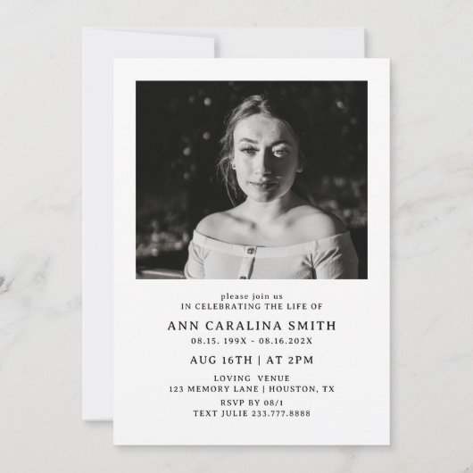 Minimale retro begrafenis in liefdevolle herinneri kaart (Achterkant)