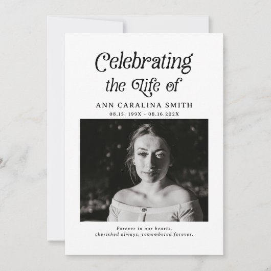 Minimale Retro-begrafenis om het leven te vieren Kaart (Voorkant)