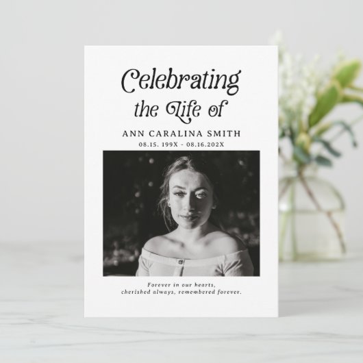 Minimale Retro-begrafenis om het leven te vieren Kaart (Staand voorkant)