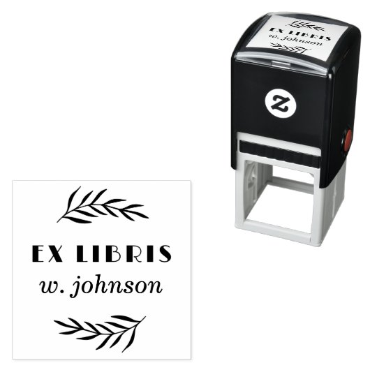 Minimale Retro Botanische tak Ex Libris Boekplaat Zelfinktende Stempel (In situ)
