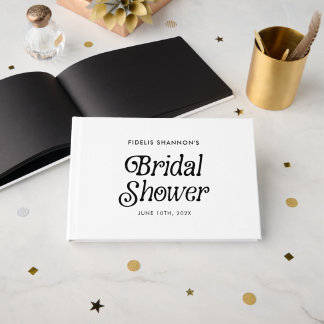 Minimale Retro Bruiloftsfeest in Zwart en Wit Gastenboek