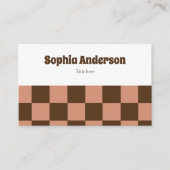 Minimale Retro Checkerboard – Bruin & stoffig Roos Visitekaartje (Voorkant)