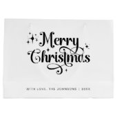 Minimale Retro Chic Zwart & Wit Vrolijk Kerstfeest Groot Cadeauzakje (Achterkant)