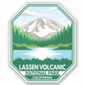 Minimale retro Emblem in het nationaal park Lassen Sticker (Voorkant)