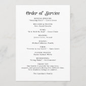 Minimale Retro Funeral Order of Service Programma (Achterkant)