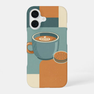 Minimale Retro Koffie en Koek iPhone 16 Hoesje