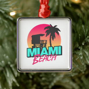Minimale Retro Miami Beach Lettering Metalen Ornament