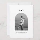 Minimale Retro Script & Hart 70s bruiloft Monogram Kaart (Achterkant)