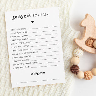 Minimale Retro Script Prayers voor Baby Baby showe Advieskaart