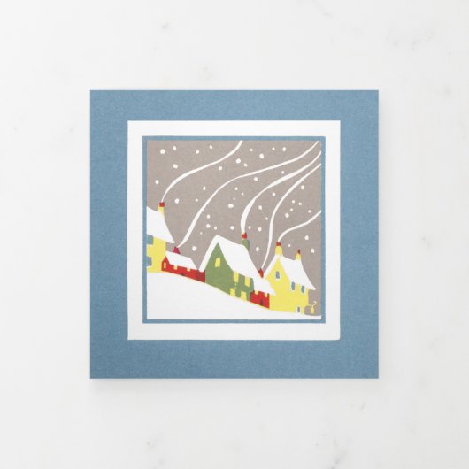 Minimale retro-startpunten in wintersneeuw drieluik wenskaart (Cover)