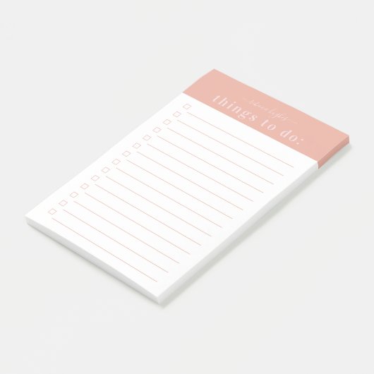 Minimale retro typografie | roze monogram post-it® notes (Schuin)