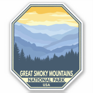 Minimale retro van het nationaal park Great Smoky  Sticker