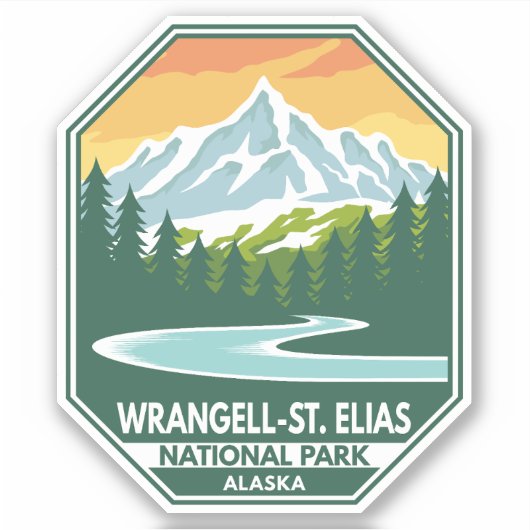 Minimale retro van het nationaal park Wrangell St  Sticker (Voorkant)