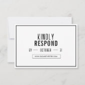 Minimale Retro Zwarte Witte Trouwdag RSVP Kaartje (Achterkant)