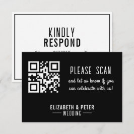 Minimale Retro Zwarte Witte Trouwdag RSVP Kaartje