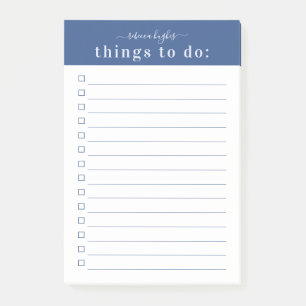 Minimale Retrotypografie Blauw Monogram Post-it® Notes