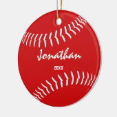 minimale rode groene honkbal keramisch ornament (Links)