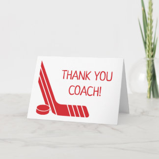 Minimale Rode Hockeystick & Puck Coach Bedankkaart