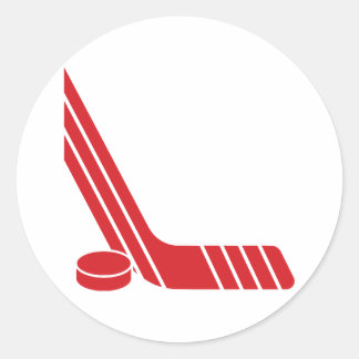 Minimale Rode Hockeystick & Puck Ronde Sticker