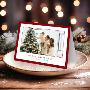 Minimale rode rand foto Elegante kerst Feestdagen Kaart