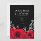 Minimale Rode Roos op uitnodiging voor een zwarte  (Voorkant)