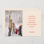 Minimale rode typografische verzendwensen feestdagenkaart (Voorkant / Achterkant)