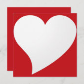 Minimale rode Valentijnse kaart met groot wit hart (Voorkant / Achterkant)