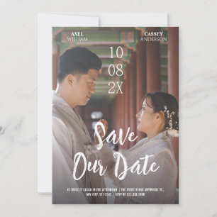 Minimale romance Aziatische film bruiloft foto Save The Date