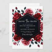 Minimale Romance Crimson Red Wedding Save The Date (Voorkant / Achterkant)