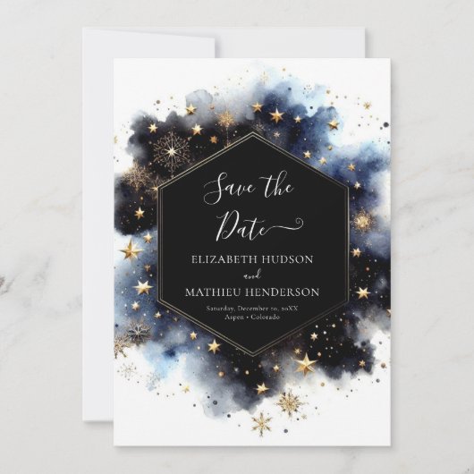 Minimale romantische hemelse bruiloft save the date (Voorkant)
