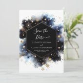 Minimale romantische hemelse bruiloft save the date (Staand voorkant)
